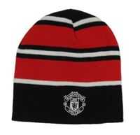 Červeno-černo-bílá pruhovaná fotbalová čepice - Manchester United