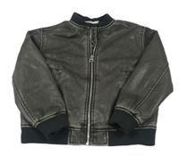 Tmavošedý koženkový bomber H&M