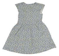Bílo-modro-žluté květované bavlněné šaty Mothercare