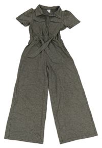 Šedo-černý vzorovaný úpletový kalhotový overal Zara