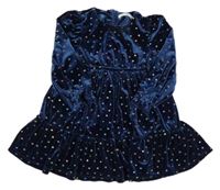 Tmavomodré sametové šaty s hvězdičkami M&S