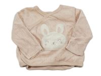 Světlerůžová sametová zavinovací mikina se zajícem C&A