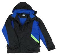 Černo-modrá funkční šusťáková zimní bunda s kapucí Mountain Warehouse