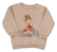 Růžová mikina s dívkou a houbou F&F