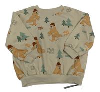 Nové - Béžová oversize mikina s medvědy Dunnes