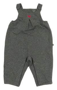 Tmavošedé laclové tepláky s třpytkami a srdíčkem 