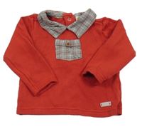 Červená lehká mikina s límečkem a kapsičkou 