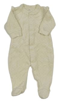 Smetanový puntíkatý sametový overal s volánky 