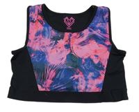 Černo-modro-růžový vzorovaný sportovní crop top F&F