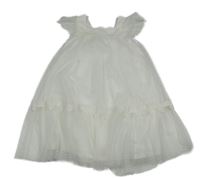 Bílé tylové slavnostní puntíkaté šaty Cool Club