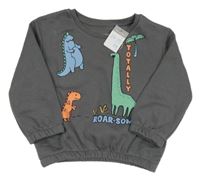 Nové - Tmavošedá mikina s dinosaury Primark