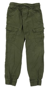 Khaki plátěné cuff cargo kalhoty Denim Co.