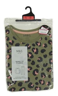 Nové - Khaki leopardí pyžamové triko M&S