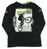 Černo-šedé pruhované triko s cyklistou C&A