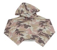 Růžovo-béžovo-růžový army crop svetr s kapucí Matalan