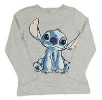 Šedé melírované triko se Stitchem Disney