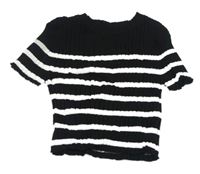 Černo-bílé pruhované žebrované crop pletené tričko H&M
