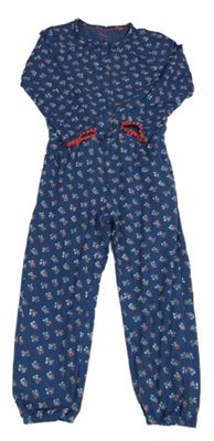 Modrý teplákový overal s kytičkami Boden