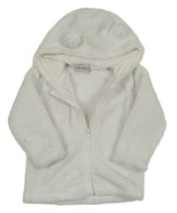 Bílá chlupatá propínací mikina s kapucí Topolino