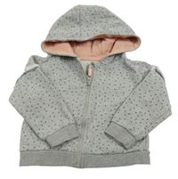 Šedá propínací mikina s puntíky a kapucí M&Co.