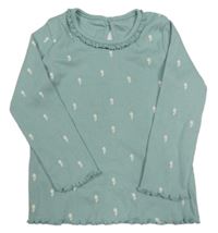 Světlemodré žebrované triko s kytičkami George 