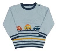 Světlemodro-tmavomodrý svetr s auty Nutmeg