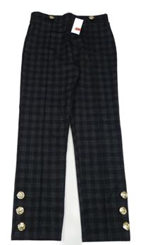 Nové - Černo-šedé kostkované tregíny s knoflíky River Island