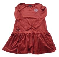 Červené sametové šaty se srdíčkem z flitrů Pocopiano