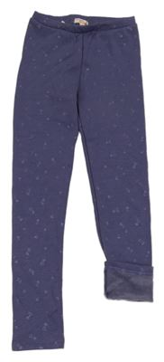 Fialové zateplené legíny se třpytkami 