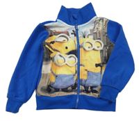 Kobaltově modrá fleecová propínací mikina s Mimoni 