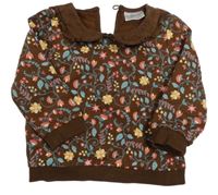 Hnědá kytičkovaná mikina s límečkem So Cute 