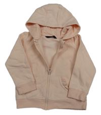 Broskvová propínací mikina se srdíčkem a kapucí George