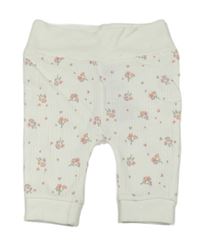 Bílé žebrované tepláky s kytičkami Ergee