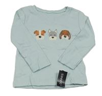 Nové - Světlemodré triko s pejsky Dunnes