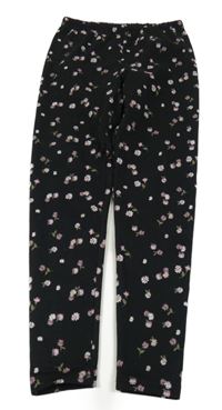 Černé legíny s kytičkami Y.F.K. 