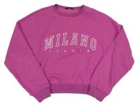 Růžová oversize crop mikina s nápisem Peg Alle