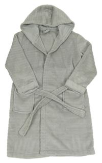 Šedý chlupatý župan s kapucí George 