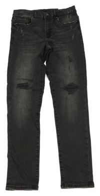 Nové - Šedé skinny rifle s dírami Zara 