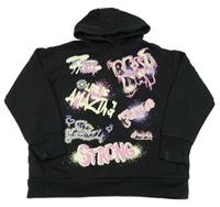 Černá mikina s nápisem a kapucí Primark