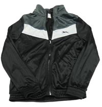 Černo-šedo-bílá propínací sportovní mikina s logem Slazenger