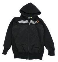 Černá šusťákovo/tepláková bunda s kapucí a logem Emporio Armani