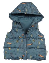 Šedomodrá šusťáková zateplená vesta s Gruffalem a kapucí Tu