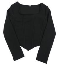 Černé vzorované asymetrické crop triko Shein