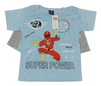 Nové - Světlemodro-šedé pyžamo Power Rangers GAL