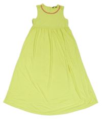 Neonově žluté dlouhé šaty s kamínky George 