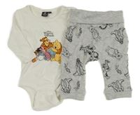 2set - Bílé body + šedé tepláky s medvídkem Pú Disney