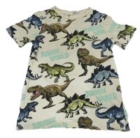 Béžové tričko s dinosaury H&M