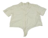 Smetanová lněná crop halenka s uzlem H&M