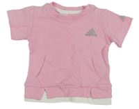 Světlerůžovo-bílé strukturované tričko s logem Adidas 