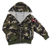 Khaki-černá army šusťáková oboustranná bunda s kapucí S&D